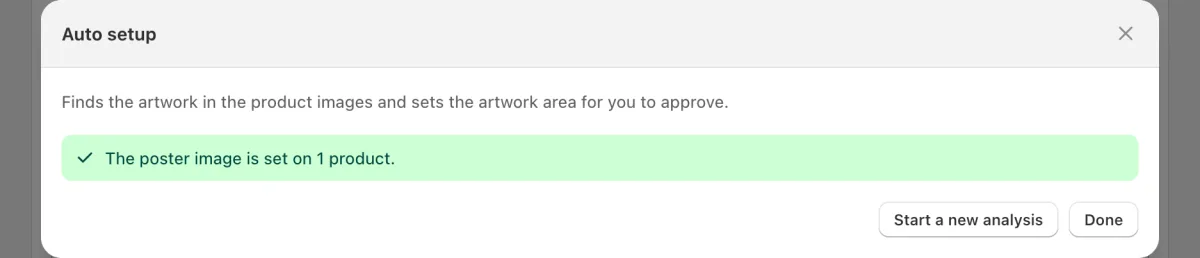The poster image is set on the approved product.