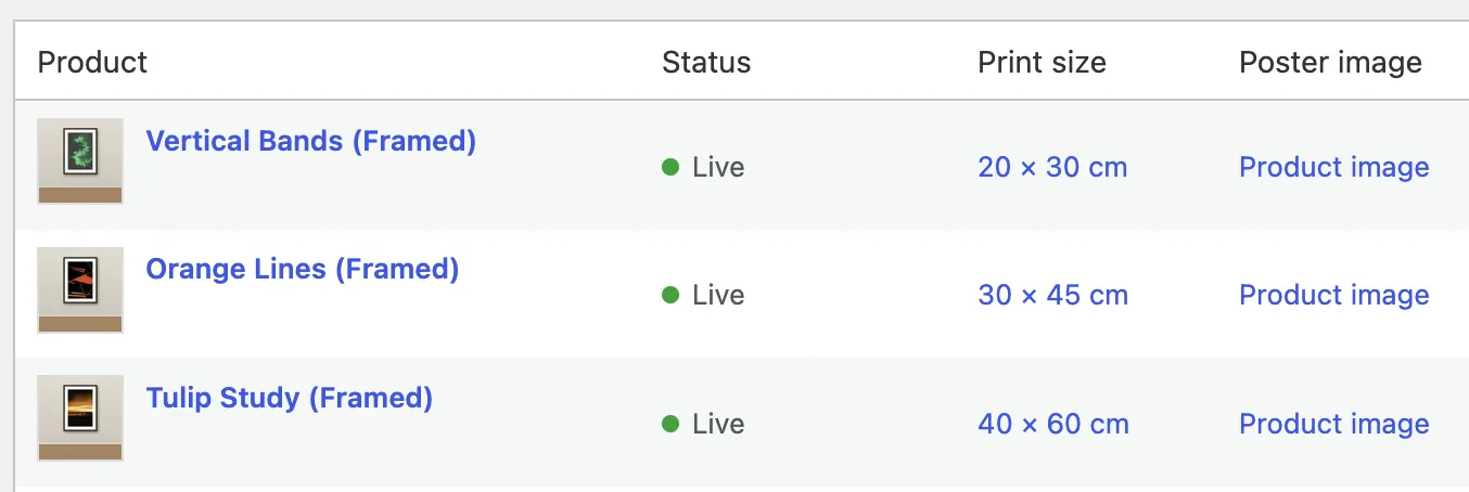 The Products tab. These three products use the same mockup.