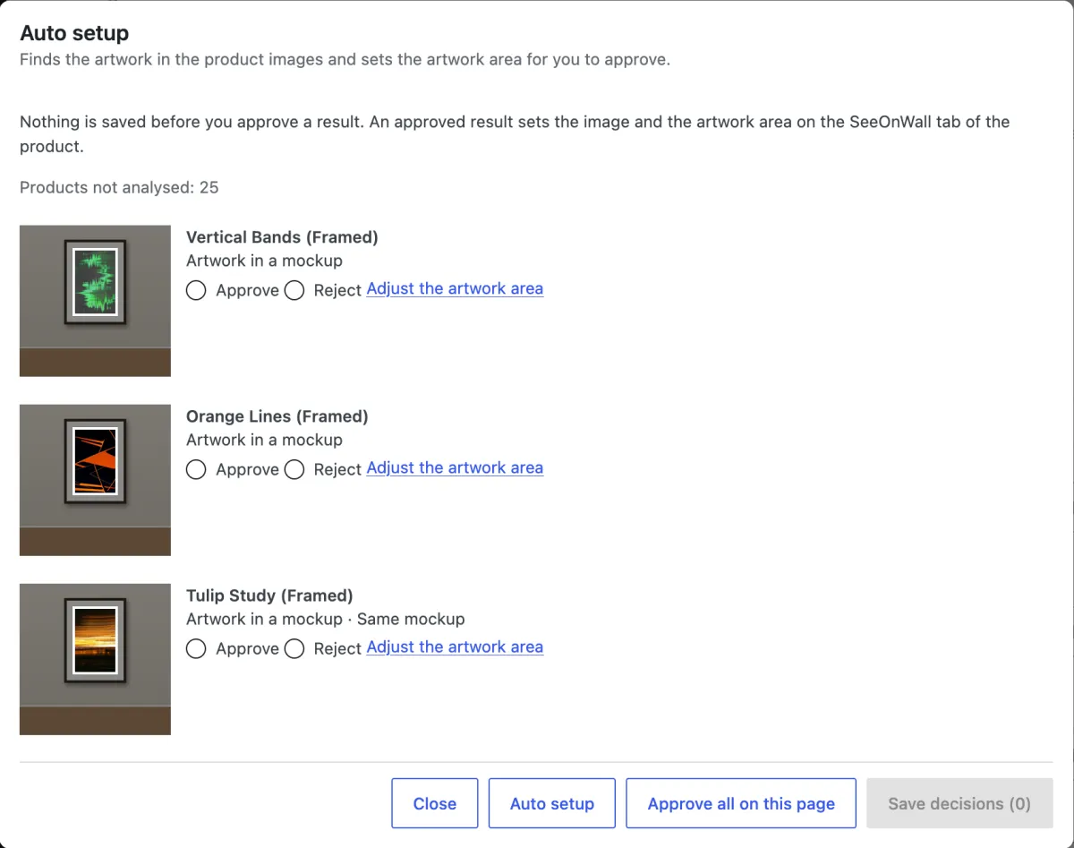 Three results. Each shows the image that the plugin chose, with the artwork area on it.