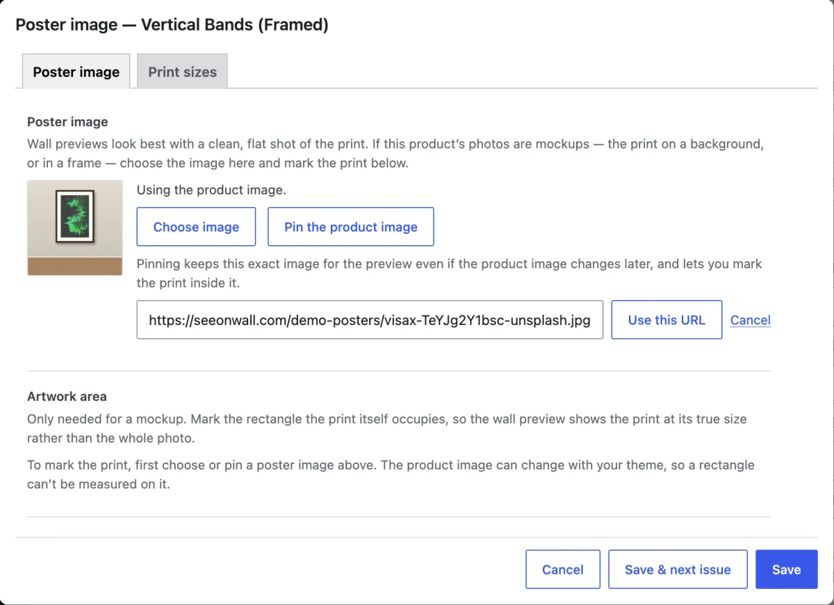 An image address in the Image URL field, ready for Use this URL.