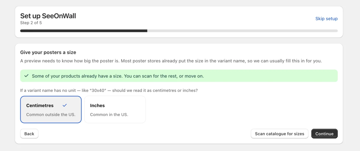 Step 2: choose how unit-less names should be read, then scan.