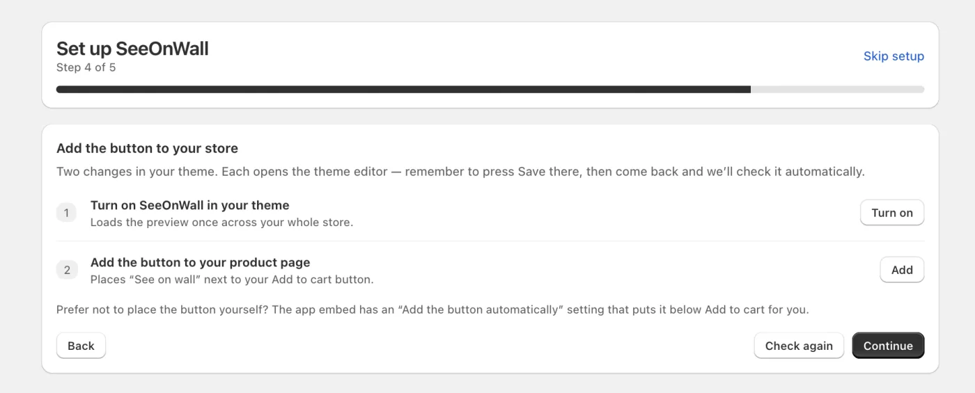 Step 4: two theme changes, each with its own button.