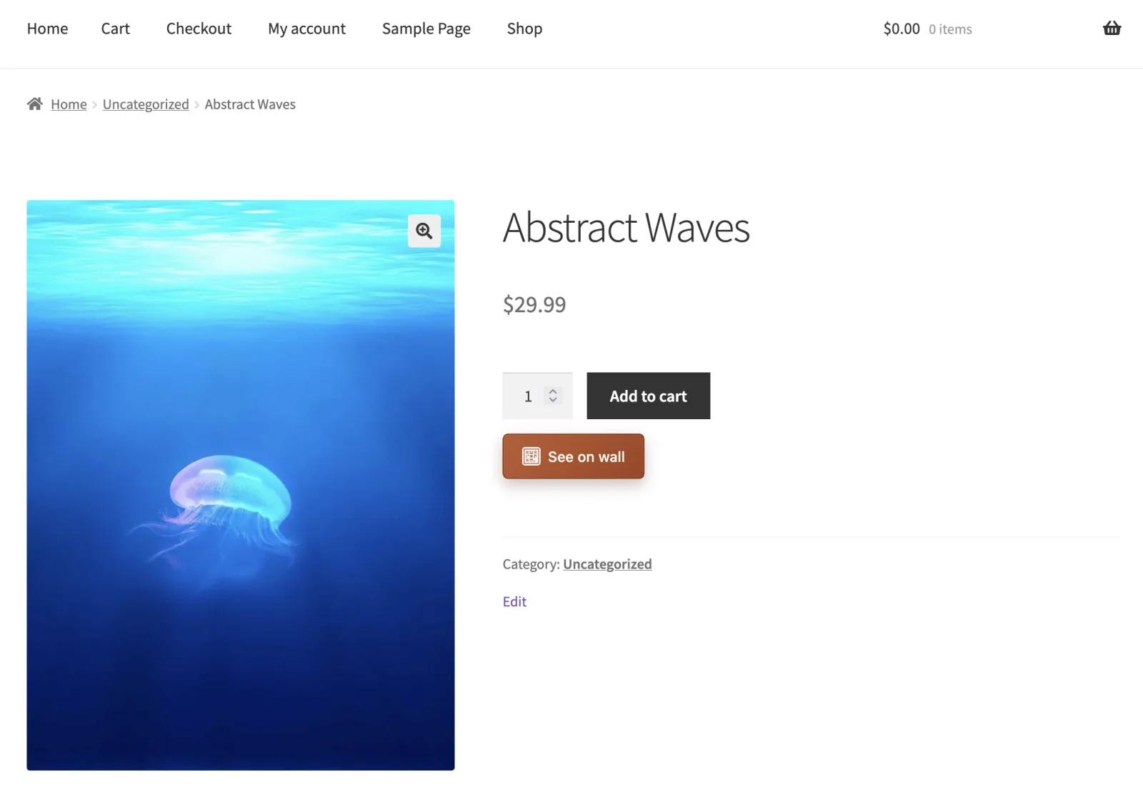 The “See on wall” button live on a product page.